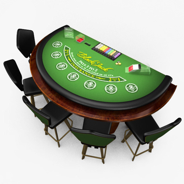 3D Model of Casino Collection :: Realistic Detailed BlackJack Table complete with chips, cards, etc. - 3D Render 0