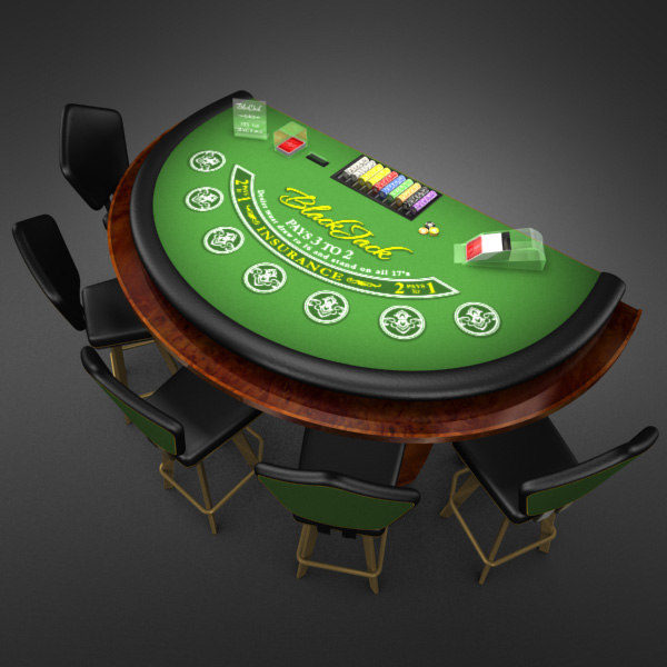 3D Model of Casino Collection :: Realistic Detailed BlackJack Table complete with chips, cards, etc. - 3D Render 1