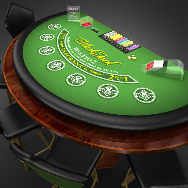 3D Model of Casino Collection :: Realistic Detailed BlackJack Table complete with chips, cards, etc. - 3D Render 3