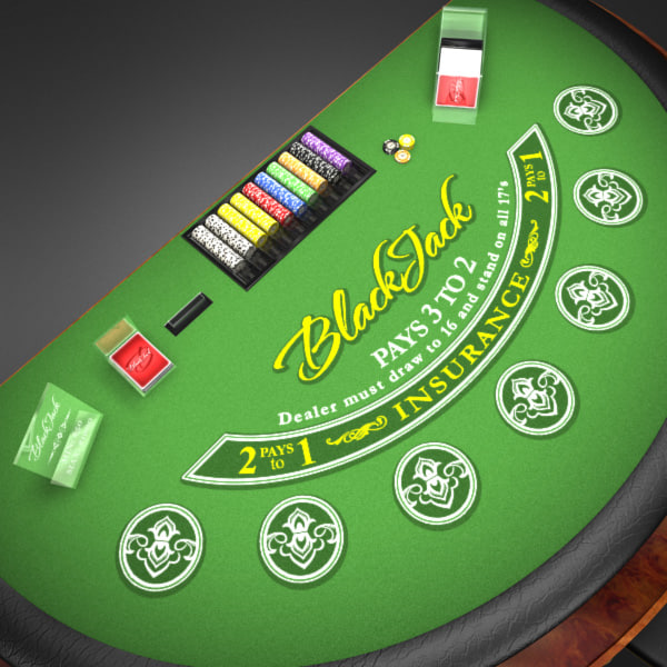 3D Model of Casino Collection :: Realistic Detailed BlackJack Table complete with chips, cards, etc. - 3D Render 4