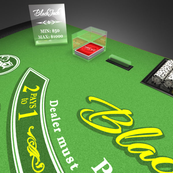 3D Model of Casino Collection :: Realistic Detailed BlackJack Table complete with chips, cards, etc. - 3D Render 5