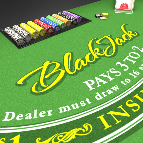 3D Model of Casino Collection :: Realistic Detailed BlackJack Table complete with chips, cards, etc. - 3D Render 6