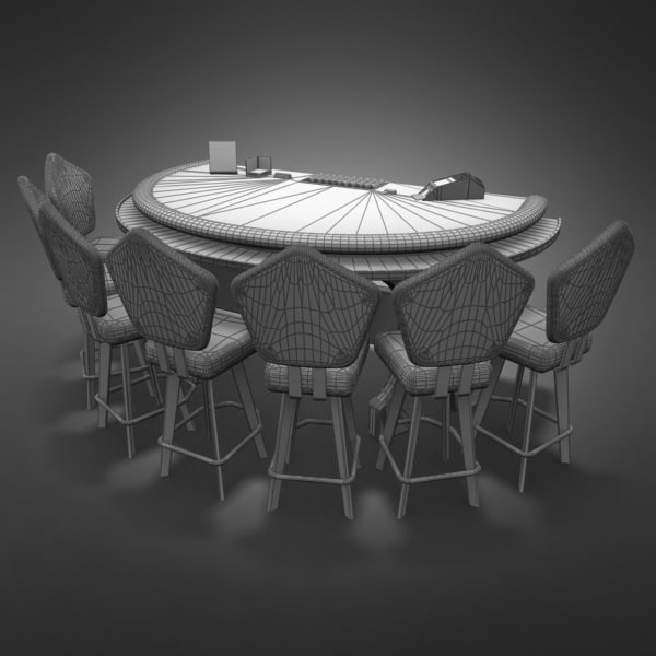 3D Model of Casino Collection :: Realistic Detailed BlackJack Table complete with chips, cards, etc. - 3D Render 11