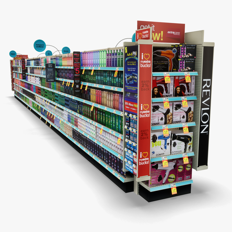 3D Model of Drug store aisle featuring Shampoo & Beauty products - 3D Render 6