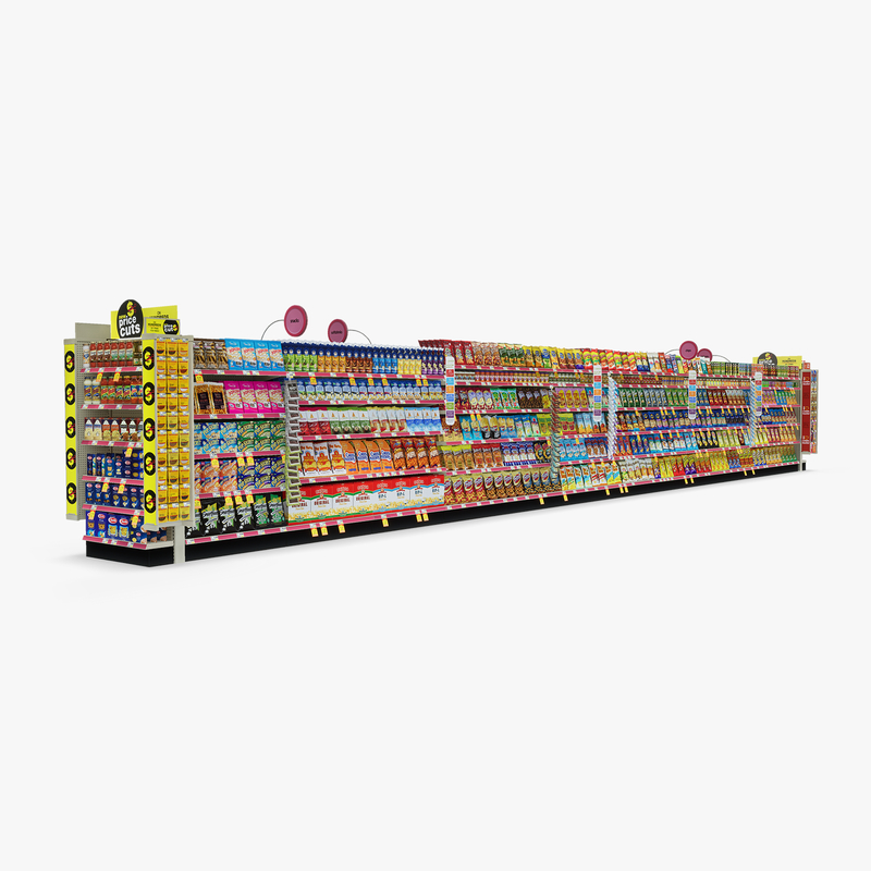 3D Model of Drug store aisle featuring Chip & Soda products - 3D Render 4