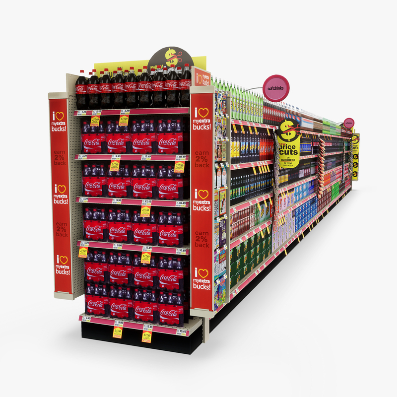 3D Model of Drug store aisle featuring Chip & Soda products - 3D Render 5