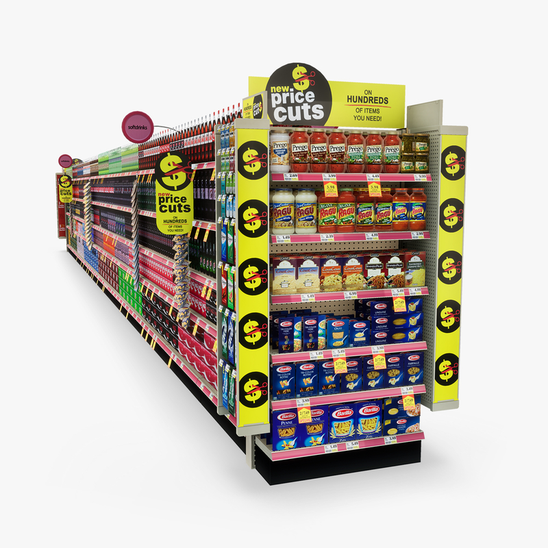 3D Model of Drug store aisle featuring Chip & Soda products - 3D Render 6