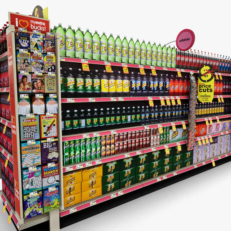 3D Model of Drug store aisle featuring Chip & Soda products - 3D Render 10