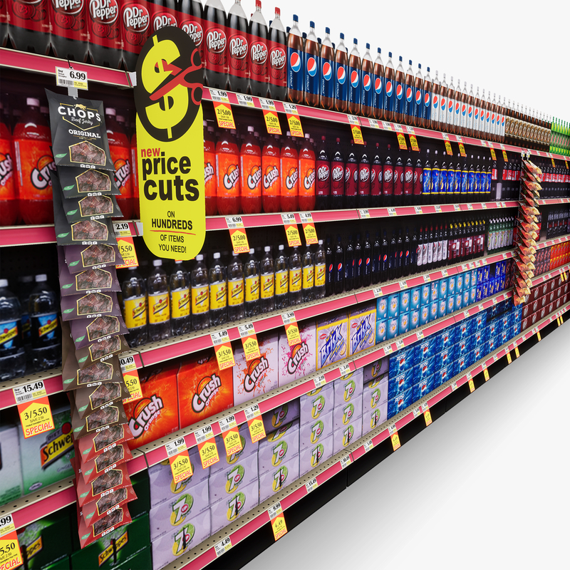 3D Model of Drug store aisle featuring Chip & Soda products - 3D Render 11