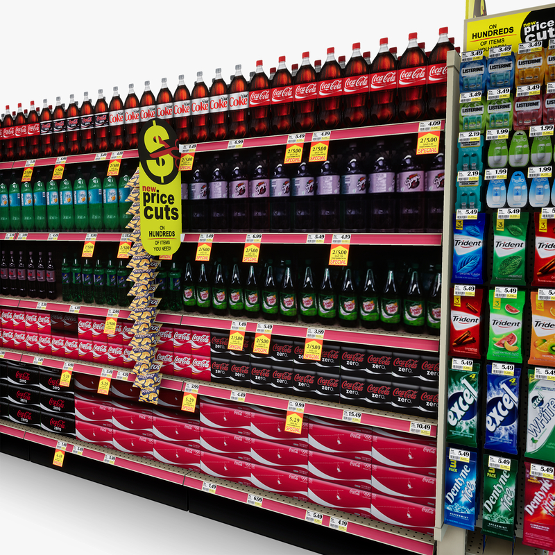 3D Model of Drug store aisle featuring Chip & Soda products - 3D Render 12