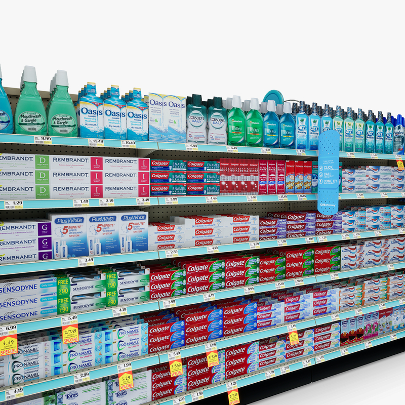 3D Model of Drug store aisle featuring Toilet Paper & Dental Hygiene products - 3D Render 8