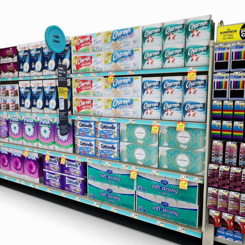 3D Model of Drug store aisle featuring Toilet Paper & Dental Hygiene products - 3D Render 12