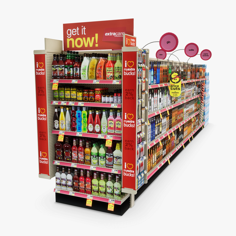 3D Model of Drug store aisle featuring Liquor & Wine products - 3D Render 5