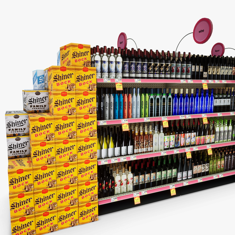 3D Model of Drug store aisle featuring Liquor & Wine products - 3D Render 7