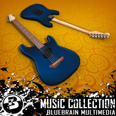 3D Model of Game-ready low polygon collection of stratocaster-style electric guitars - 3D Render 6