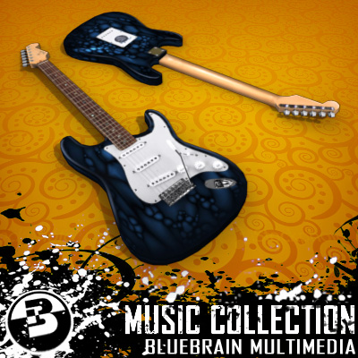 3D Model of Game-ready low polygon collection of stratocaster-style electric guitars - 3D Render 8