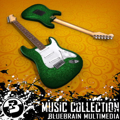 3D Model of Game-ready low polygon collection of stratocaster-style electric guitars - 3D Render 10
