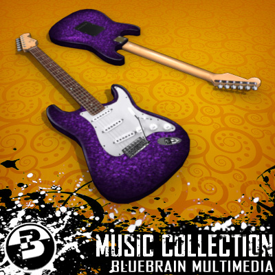 3D Model of Game-ready low polygon collection of stratocaster-style electric guitars - 3D Render 11