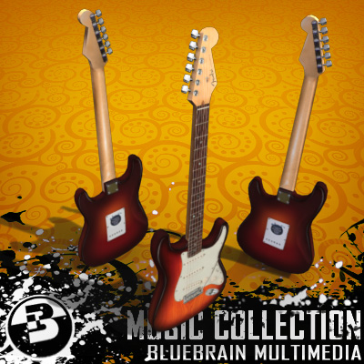 3D Model of Game-ready low polygon collection of stratocaster-style electric guitars - 3D Render 13