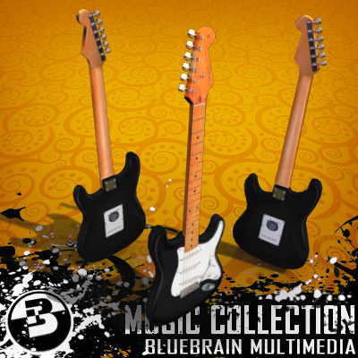 3D Model of Game-ready low polygon collection of stratocaster-style electric guitars - 3D Render 15