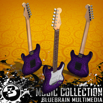 3D Model of Game-ready low polygon collection of stratocaster-style electric guitars - 3D Render 23