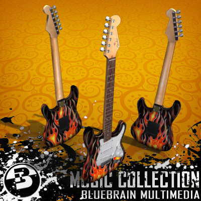 3D Model of Game-ready low polygon collection of stratocaster-style electric guitars - 3D Render 24