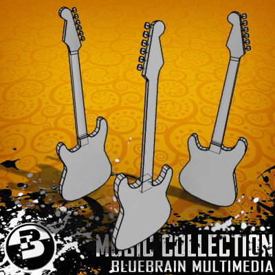 3D Model of Game-ready low polygon collection of stratocaster-style electric guitars - 3D Render 26