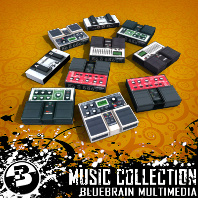3D Model of Game-ready low polygon collection of guitar FX pedals - 3D Render 4