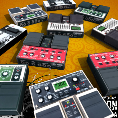 3D Model of Game-ready low polygon collection of guitar FX pedals - 3D Render 5