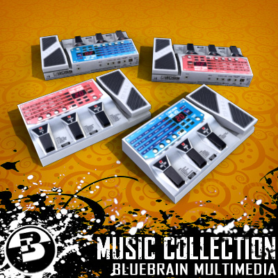 3D Model of Game-ready low polygon collection of guitar FX pedals - 3D Render 6
